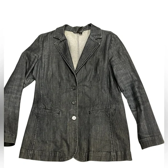 From Nine West Jeans denim 3 button front blazer - Picture 2 of 12
